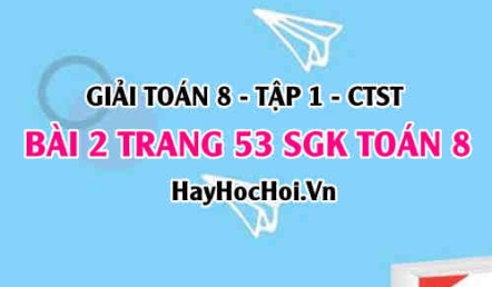 Giải bài 2 trang 53 Toán 8 Tập 1 SGK Chân trời sáng tạo